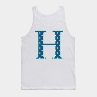 Initial Letter H Polka dot Blue Tank Top